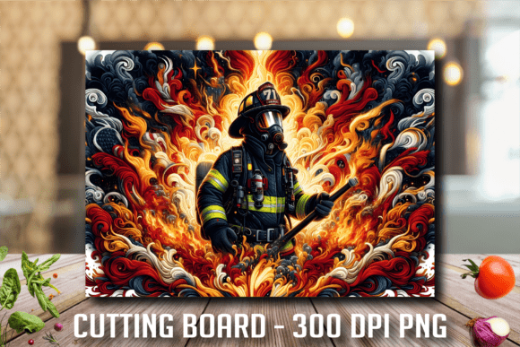 Download Brave Fireman Flame Art Cutting Board - Fire Collection