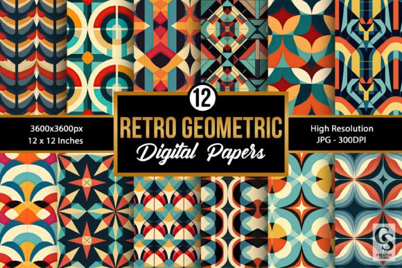 Download Retro Geometric Pattern Digital Papers - Premium Resources