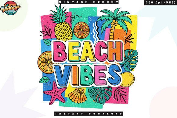 Download Beach Vibes Colorful Summer Tropical PNG - Premium Resources
